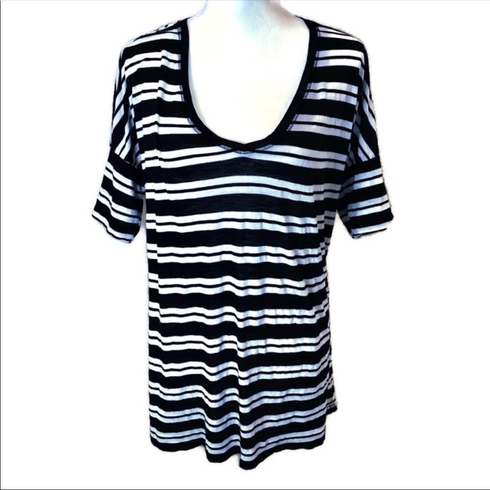 Michael Stars Black And White Striped Shirt